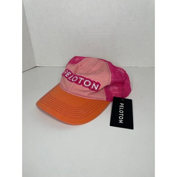 NEW Peloton Color Block Trucker Hat Adjustable Pink Orange Womens One Size - Picture 1 of 6